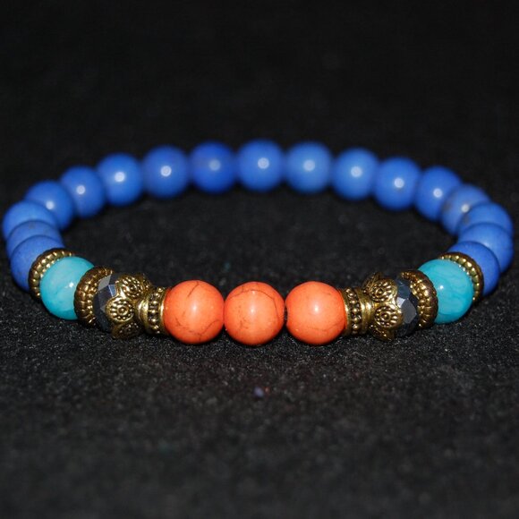 Gemstone Bracelet,Stone Beads Bracelet,Multicolor Stone Beaded Bracelet - Picture 1 of 3